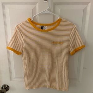 H&M DIVIDED Yellow Embroidered Crop Top